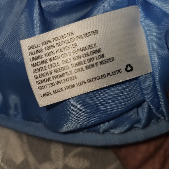 Puffer jacket blue & white marbled swirl size Small fashion-forward winter coat - Picture 7 of 8